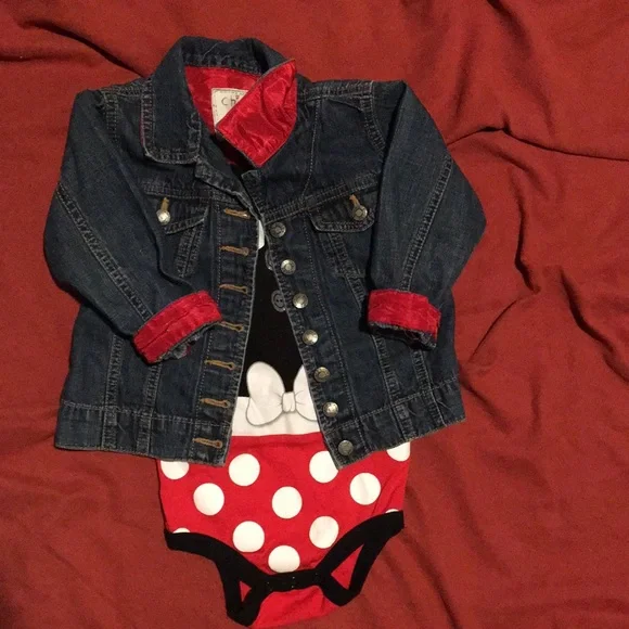 2 pieces for sale, size 18-24 month denim jacket and mini mouse bodysuit. - Picture 4 of 8